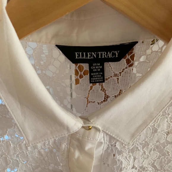 Ellen Tracy Stunning Lacey White Shirt - Picture 4 of 5